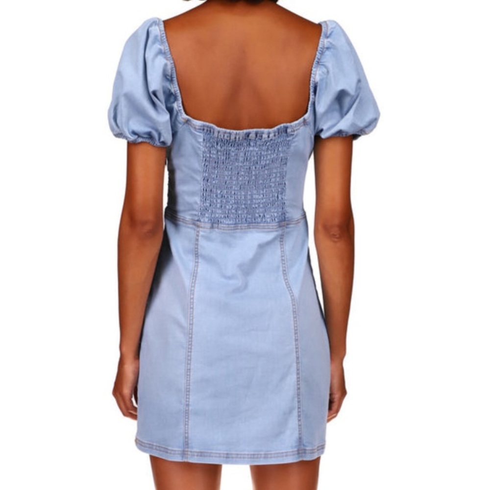 Sanctuary After Me Fitted Denim Mini Dress Open Skies Blue Size 6 - Picture 4 of 11